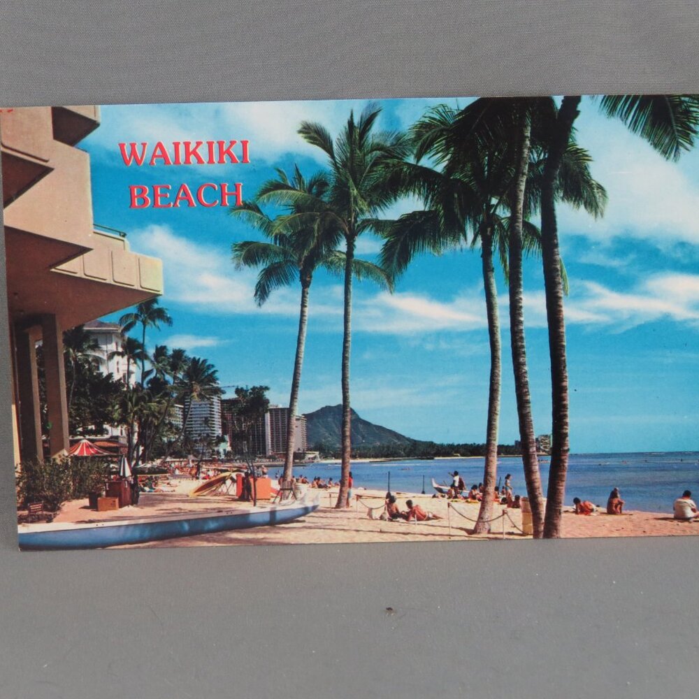 Vintage Postcard - Waikiki Beach - Hawaiian Service Inc